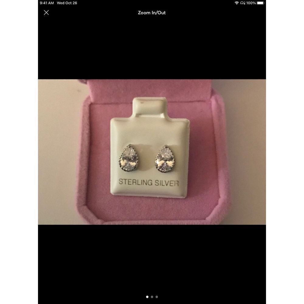 New~2.18 Ct. Pear Cut Rope Texture Frame Sim Diamond Stud Earrings~.925SS
